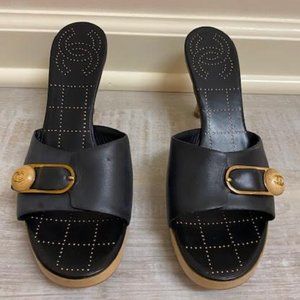 Chanel Leather Platform Sandals
